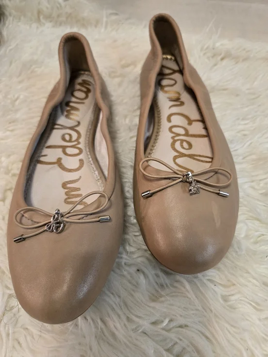 Sam Edelman Nude Ballet Flats with Bow - Picture 1 of 13